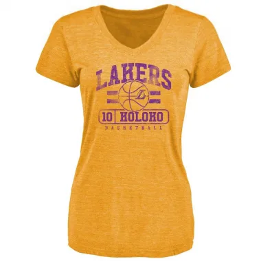 Gold Women's Christian Koloko Los Angeles Lakers Baseline T-Shirt